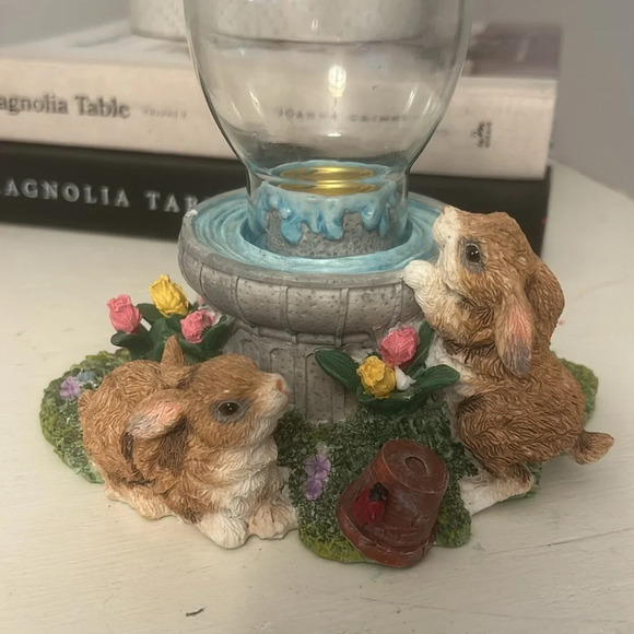 Vintage bunny candle holder spring flowers - Picture 2 of 8